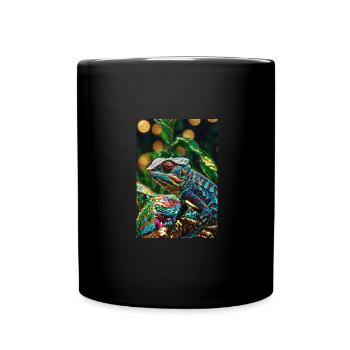 Chamäleon,bunt,pailetten,glänzend,natur - Tasse einfarbig - Schwarz - Vorne