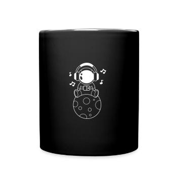 ASTRONAUTE LUNE MOTIF SPATIAL COSMONAUTE STAR MUSIC - Mug uni - noir - Devant