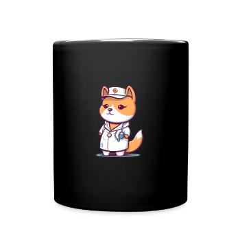 japanisch Hund Shiba Inu Krankenschwester - Tasse einfarbig - Schwarz - Vorne