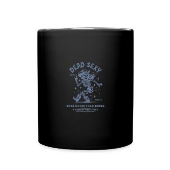 Dusty Boots Dancing Skeleton Cowboy Hat Western - Full Colour Mug - black - Front
