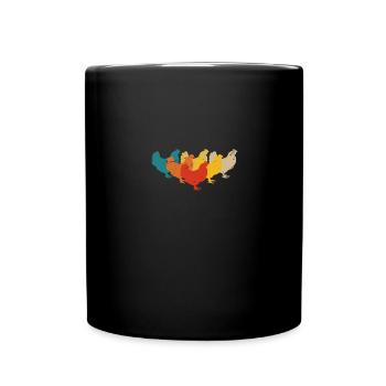 Retro-Hühner - Tasse einfarbig - Schwarz - Vorne