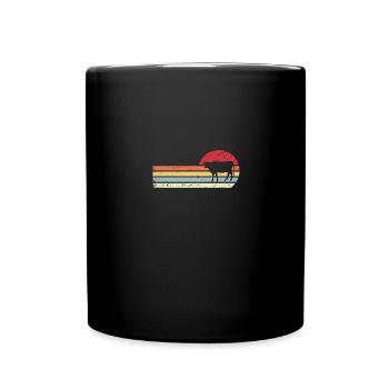 Sonne und Retro-Linien - Kuh - - Tasse einfarbig - Schwarz - Vorne