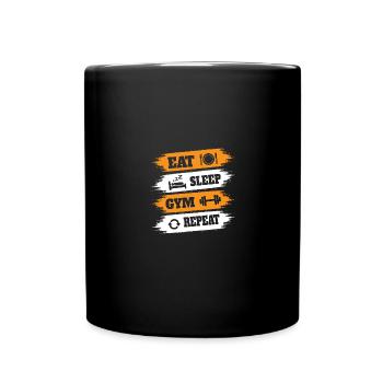 Eat Sleep Gym Repetition 6 - - Full Colour Mug - black - Front