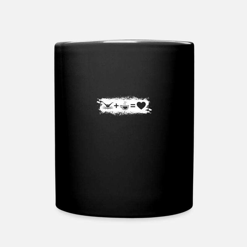 Grunge Rectangle - Coeur - Café - Baignade - - Mug uni - noir