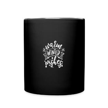 Warme Winterwünsche - Tasse einfarbig - Schwarz - Vorne