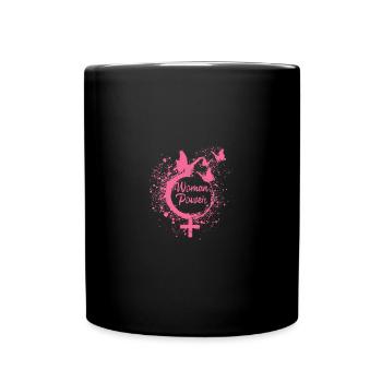 woman power,freiheit,schmetterlinge,frauen,pink - Tasse einfarbig - Schwarz - Vorne