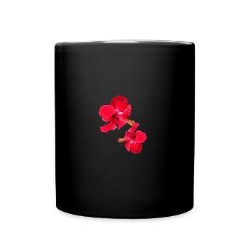 hibiskus,blume,lotus,blüte,floral,rot - Tasse einfarbig - Schwarz - Vorne
