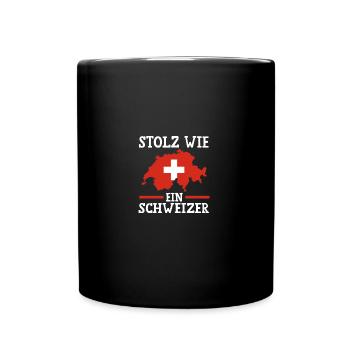 Schweizer Schweiz - Tasse einfarbig - Schwarz - Vorne