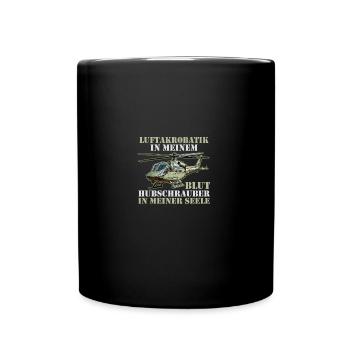 Pilot Helikopter Hubschrauber - Tasse einfarbig - Schwarz - Vorne