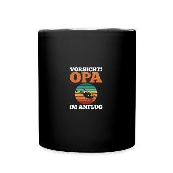 Opa Großvater Pilot Helikopter Hubschrauber - Tasse einfarbig - Schwarz - Vorne