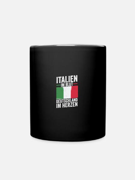 Italiener Deutschland Herz Italien - Tasse einfarbig - Schwarz