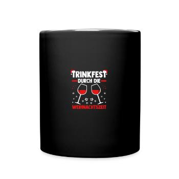 Weihnachtsmann Weihnachtsfest Weihnachten Glühwein - Tasse einfarbig - Schwarz - Vorne