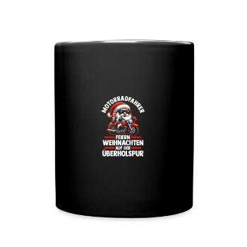 Santa Claus Motorcycle Christmas Party Christmas - Full Colour Mug - black - Front
