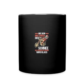 Weihnachten Motorrad Weihnachtsmann - Tasse einfarbig - Schwarz - Vorne