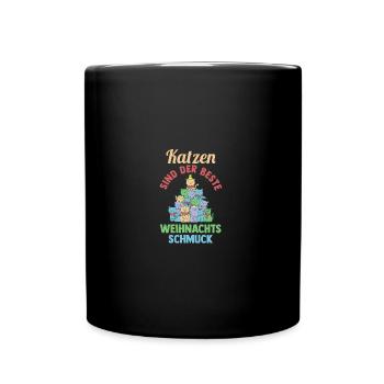Weihnachtsmann Weihnachtsfest Weihnachten Katzen - Tasse einfarbig - Schwarz - Vorne