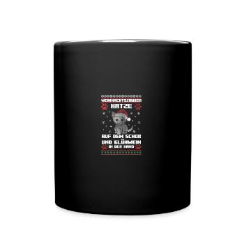 Weihnachtsmann Weihnachtsfest Weihnachten Katzen - Tasse einfarbig - Schwarz - Vorne