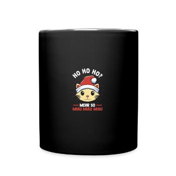 Weihnachtsmann Weihnachtsfest Weihnachten Katzen - Tasse einfarbig - Schwarz - Vorne