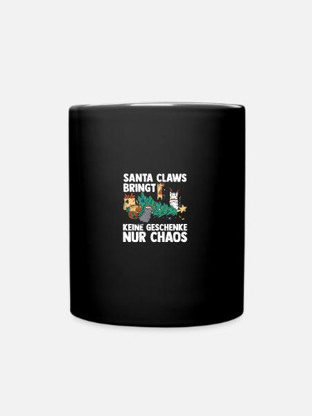 Weihnachtsmann Weihnachtsfest Weihnachten Katzen - Tasse einfarbig - Schwarz