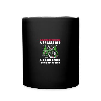 Weihnachtsmann Traktor Weihnachtsfest Bauer Landwi - Tasse einfarbig - Schwarz - Vorne