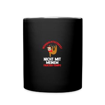 Weihnachtsmann Weihnachtsfest Faultier - Tasse einfarbig - Schwarz - Vorne