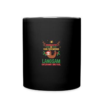 Weihnachtsmann Weihnachtsfest Faultier - Tasse einfarbig - Schwarz - Vorne