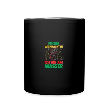 Santa Claus Fishing Christmas Party Christmas - Full Colour Mug - black - Front