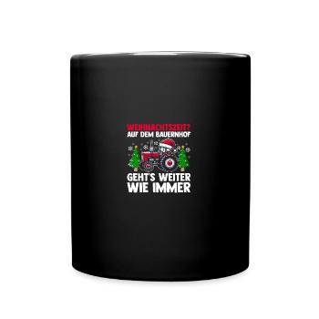 Santa Claus Tractor Christmas Party Farmer Construction - Full Colour Mug - black - Front