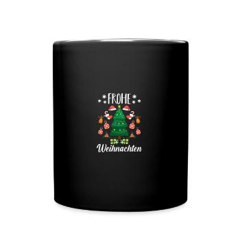 Weihnachtsmann Bescherung Weihnachten - Tasse einfarbig - Schwarz - Vorne
