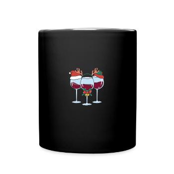 Wein Glühwein Weinglas Weihnachts - Tasse einfarbig - Schwarz - Vorne