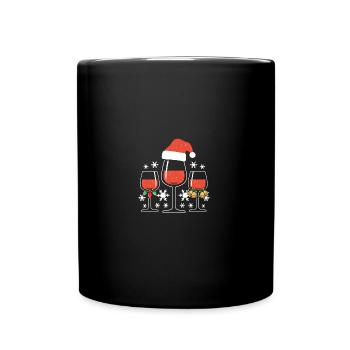 Wein Glühwein Weinglas Weihnachts - Tasse einfarbig - Schwarz - Vorne