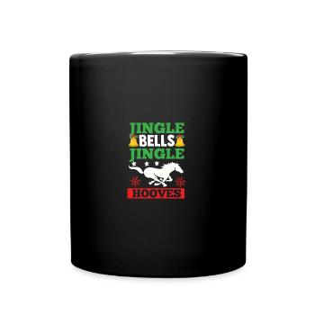 Weihnachtsmann Weihnachten Reiten Reiterin Pferde - Tasse einfarbig - Schwarz - Vorne