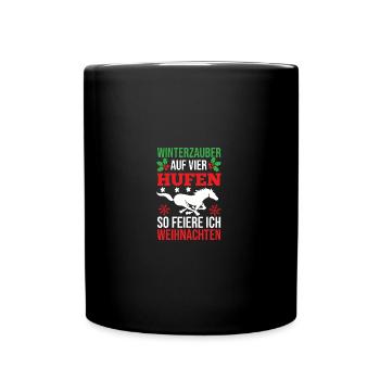 Père Noël Noël équitation cavalier chevaux - Mug uni - noir - Devant