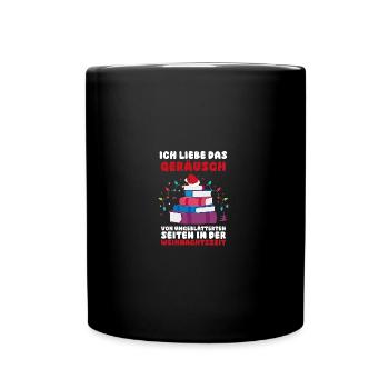 Weihnachtsmann Weihnachten Lesen Bücher - Tasse einfarbig - Schwarz - Vorne