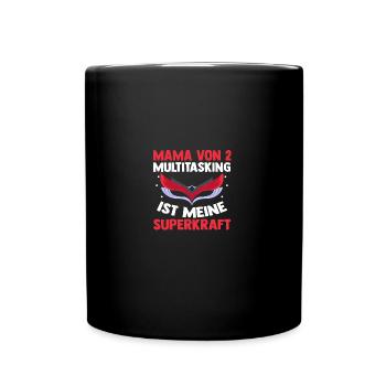 Mama Von 2 Kindern - Tasse einfarbig - Schwarz - Vorne