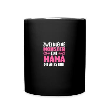 Mama Von 2 Kindern - Tasse einfarbig - Schwarz - Vorne
