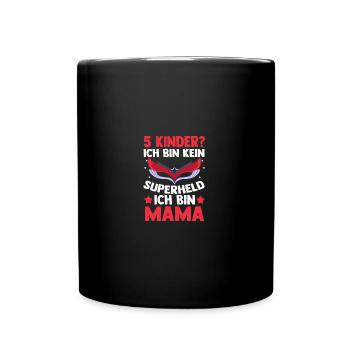 Mom of 5 children superheroine - Full Colour Mug - black - Front