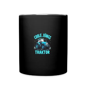 Coole Jungs fahren Traktor - Tasse einfarbig - Schwarz - Vorne