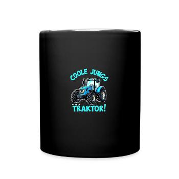 Coole Jungs fahren Traktor Trecker Junge - Tasse einfarbig - Schwarz - Vorne