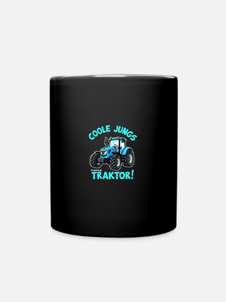 Coole Jungs fahren Traktor Trecker Junge - Tasse einfarbig - Schwarz