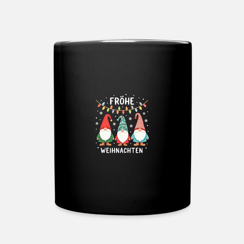 Frohe Weihnachten Wichtel Xmas - Tasse einfarbig - Schwarz