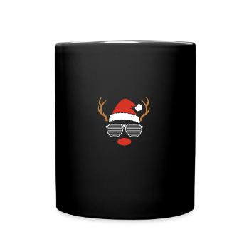 Weihnachtsmann Weihnachten Rentier - Tasse einfarbig - Schwarz - Vorne