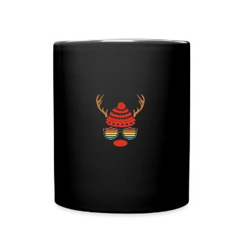 Weihnachtsmann Weihnachten Rentier - Tasse einfarbig - Schwarz - Vorne