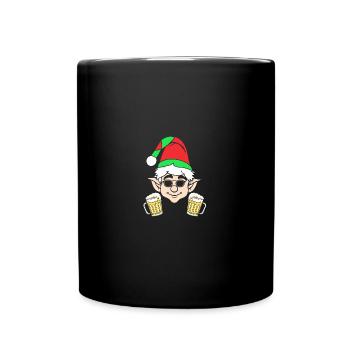 Santa Claus Christmas Elf Beer Christmas Elf - Full Colour Mug - black - Front