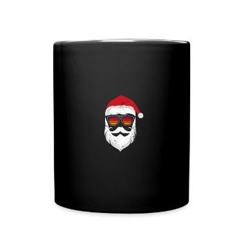 Weihnachtsmann Gesicht Mit Brille - Tasse einfarbig - Schwarz - Vorne