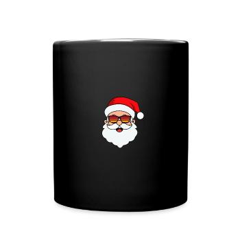 Weihnachtsmann Gesicht Mit Brille - Tasse einfarbig - Schwarz - Vorne