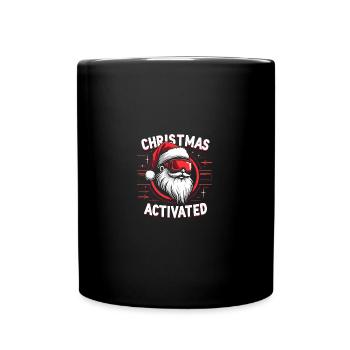 Christmas Mode - Weihnachtsmann mit Skibrille - Tasse einfarbig - Schwarz - Vorne