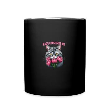 Rage Consumes Me Lustiges Katzenblümchen - Tasse einfarbig - Schwarz - Vorne