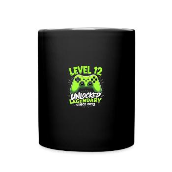 Level 12 Birthday Boy Gamer 12th Birthday - Full Colour Mug - black - Front