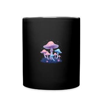 Magische Pilze - Mystische Waldkunst - Tasse einfarbig - Schwarz - Vorne