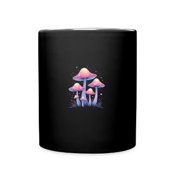 Magic Mushrooms - Mystical Forest Art - Full Colour Mug - black - Front